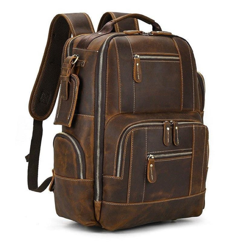 Leather Backpack for Men | Hiking Daypack Business Travel Rucksack Bag