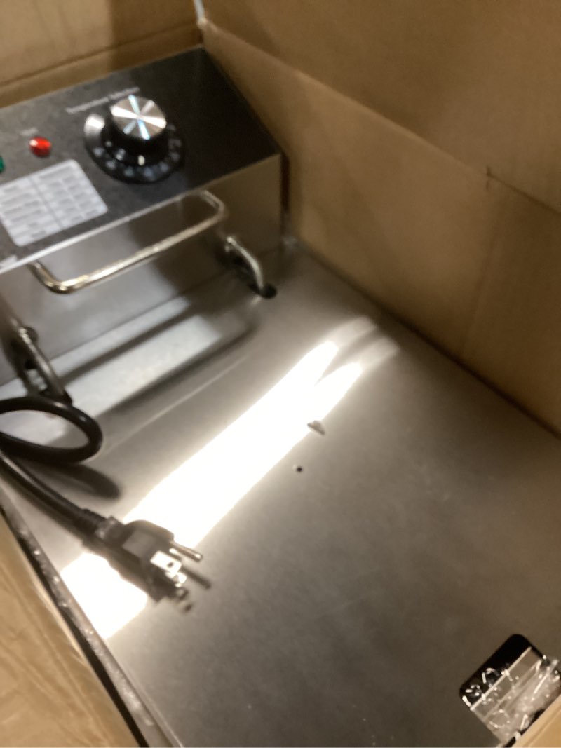 Condition photo showing As Is for Deep Fryer with Basket, 1700w 9.1Qt Oil Tank/ 4Qt Basket, Stainless Steel Countertop Electric Fryer for Home and Commercial Use, Oil Fryer with Temperature Control and Double Overheat Protection 6L