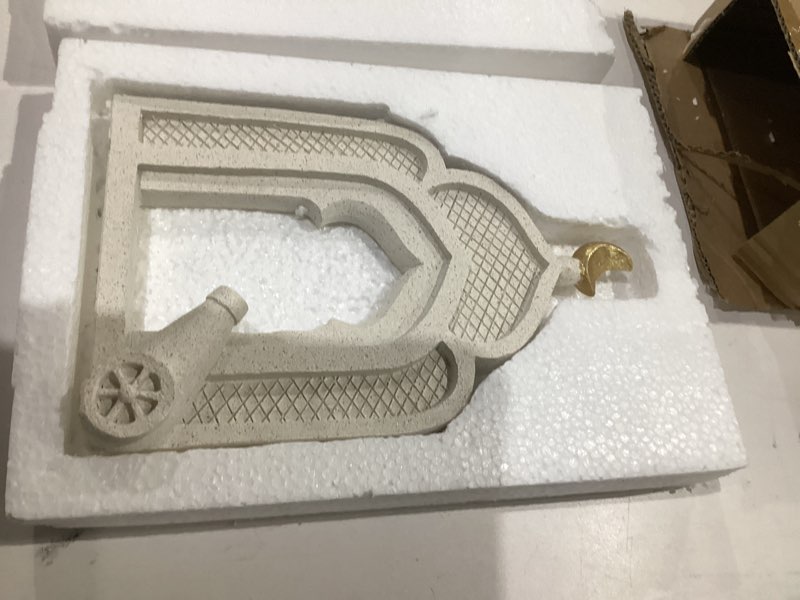 Condition photo showing New/Like New for gold and white mosque tower display desktop ornament islamics cultural decors ramadans eid mubaraks decors storage box gold and white mosque tower