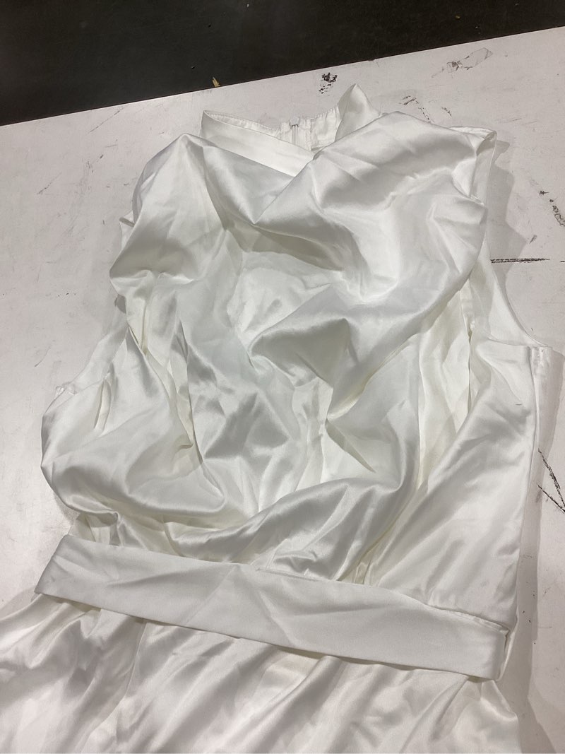 Condition photo showing As Is for white dress, medium, polyester