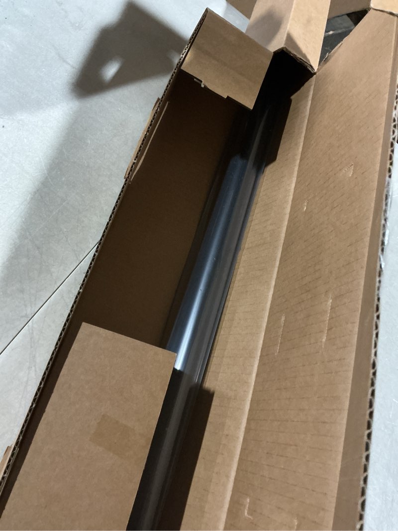Condition photo showing As Is for ivilon drapery treatment window curtain rod - square design 1 1/8 rod. 48 to 86 inch. black 48 to 86 in.