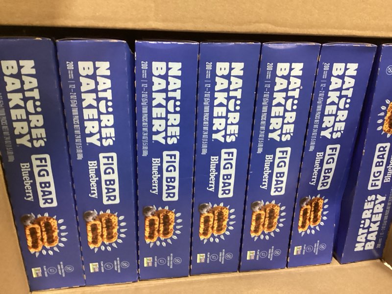 Condition photo showing New/Like New for (bbd 6/27/2026)nature’s bakery whole wheat fig bars, blueberry, real fruit, vegan, non-gmo, snack bar, 7 boxes with 12 twin packs (84 twin packs) blueberry 12 count (pack of 7)