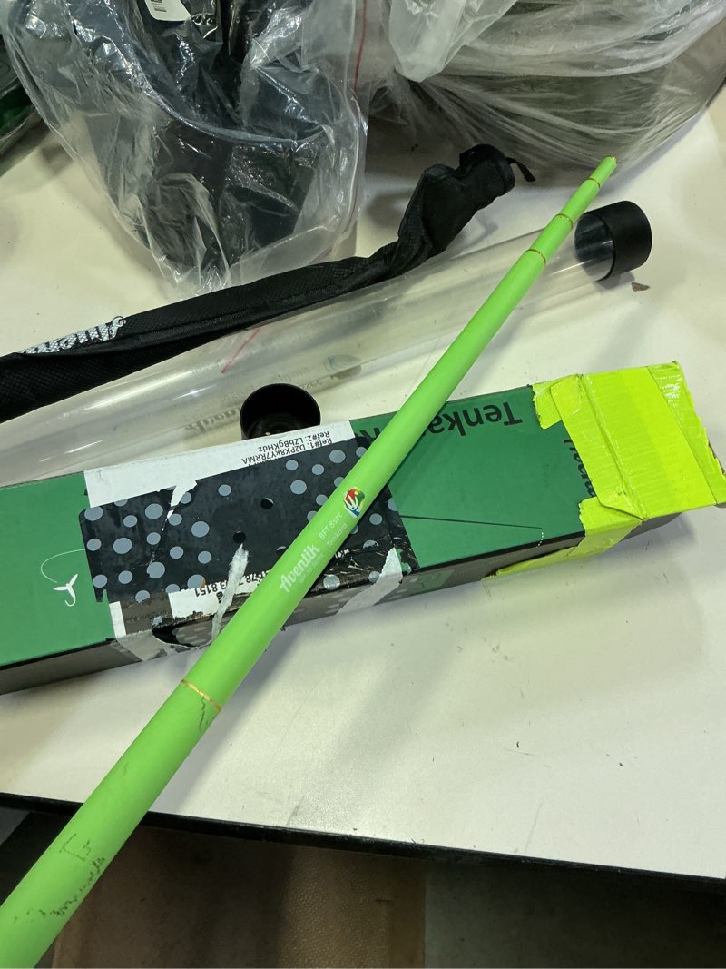 Condition photo showing As Is for aventik freshstart tenkara rod in 7ft/8ft, complete beginner tenkara rod kit, 24t carbon fiber, easy to cast flexible durable lightweight and compact green 8ft rod kit