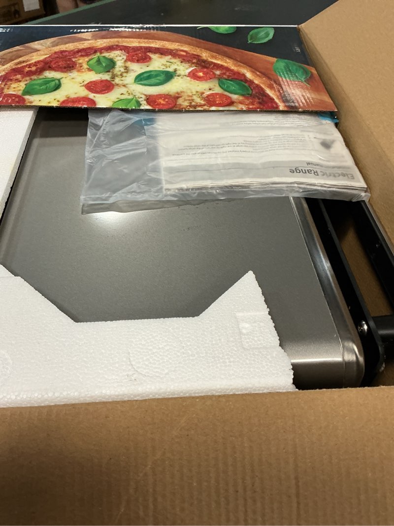 Condition photo showing As Is for black + decker crisp  n bake pro 6-slice air fryer toaster oven with basket  pan  rack & tray  stainless steel