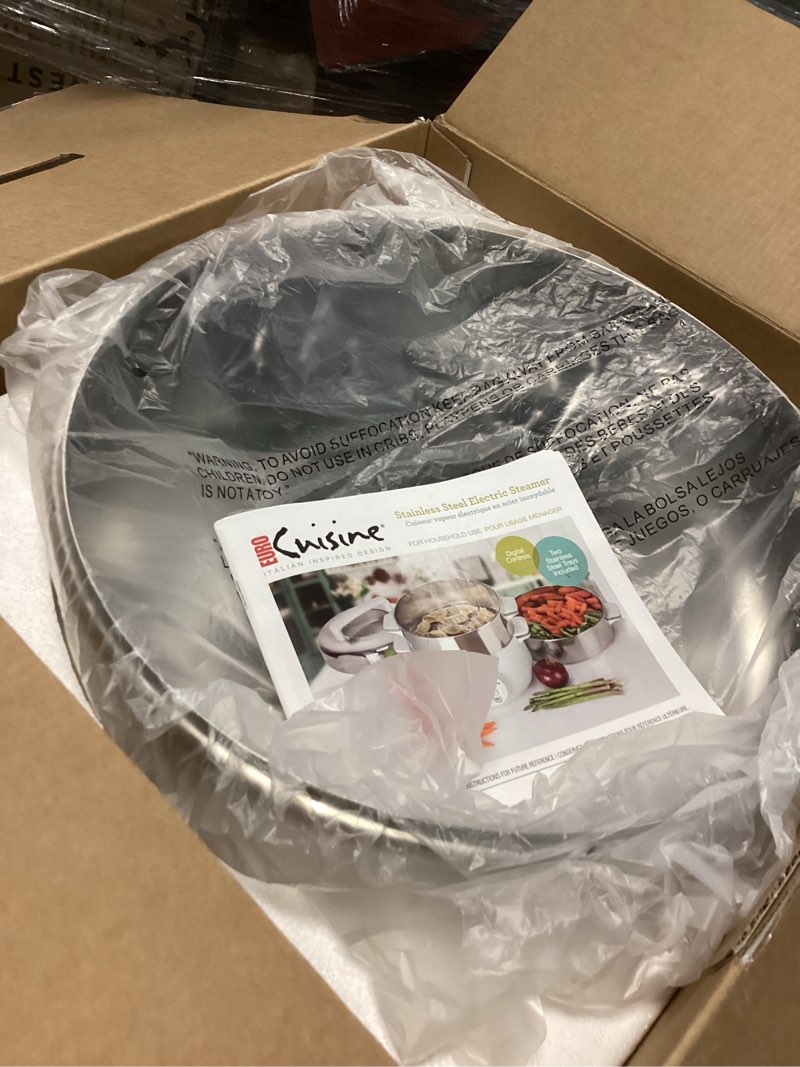 Condition photo showing Good Condition for Euro Cuisine FS2500 Electric Food Steamer, Versatile Vegetable Steamer & Steam Cooker Ideal for Fish, Veggie, Meat, Stainless Steel 1200 Watts