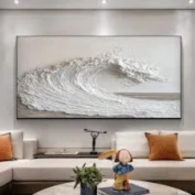 Yuaxker Large Ocean Wall Art White Wave Wall Decor Abstract Aesthetic Canvas Painting Artwork for Li