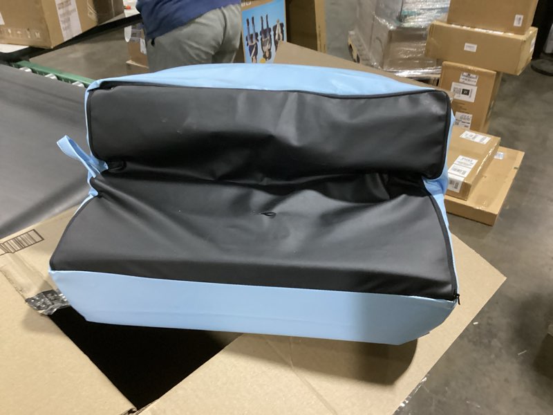 Condition photo showing As Is for foamnasium toddler step, indoor foam playset, soft toddler and active kids play foam step for crawling, climbing, sliding and jumping, made in the us, baby blue baby blue vinyl fabric