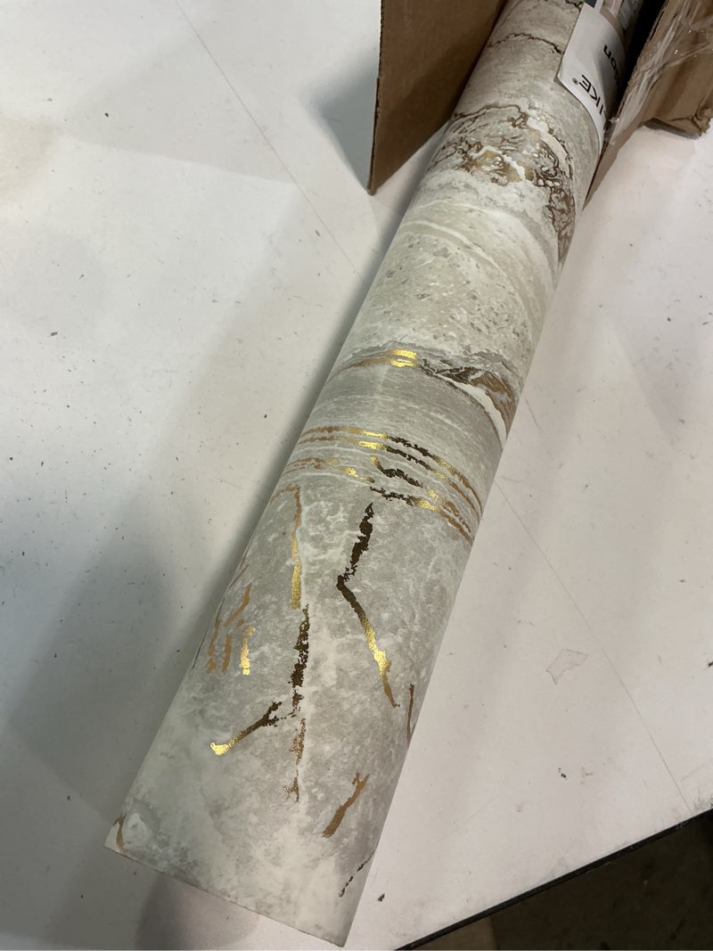 Condition photo showing Good Condition for veelike wide 32''x354'' beige gold marble contact paper for countertops peel and stick waterproof countertop vinyl wallpaper for kitchen bathroom glossy marble wallpaper peel and stick for walls table 32" x 354" beige gold