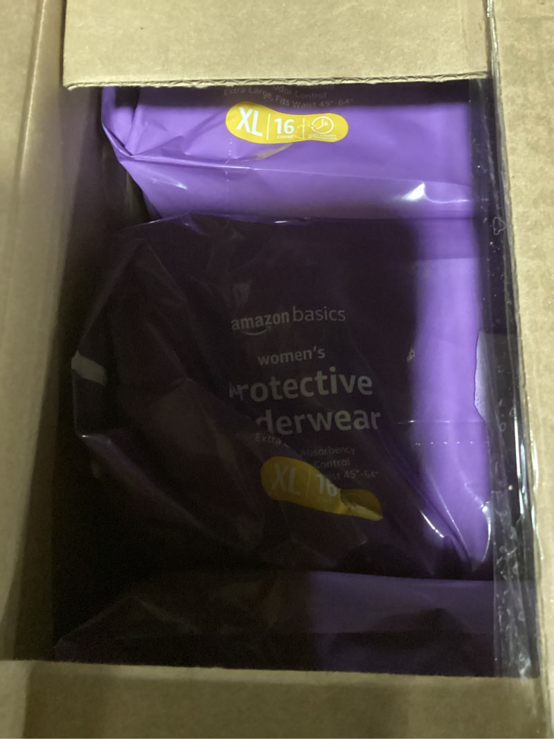 Condition photo showing New/Like New for Amazon Basics Incontinence Underwear for Women, Protective, Disposable, Postpartum, Maximum Absorbency, XX-Large, Lavender, 42 Count (3 Packs of 14) XX-Large 42.0