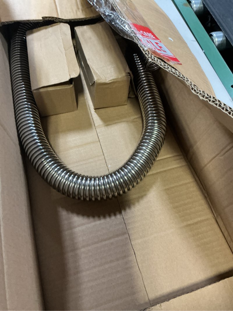 Condition photo showing As Is for 48" flexible radiator hose stainless steel universal water hoses adapter coolant radiator hose kit with 4pcs chrome caps (8 clamps, silver) 48 inch silver