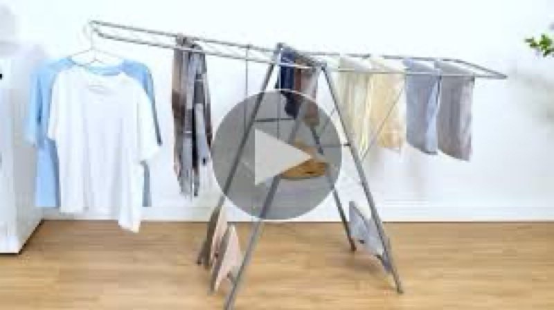 APEXCHASER Clothes Drying Rack Foldable, Metal Laundry Drying Rack with Height Adjustable Rails, Ultra Thin Drying Rack Clothing Towel Sweater Shoe for Indoor Outdoor, Gullwing Clothes Airer,Grey 