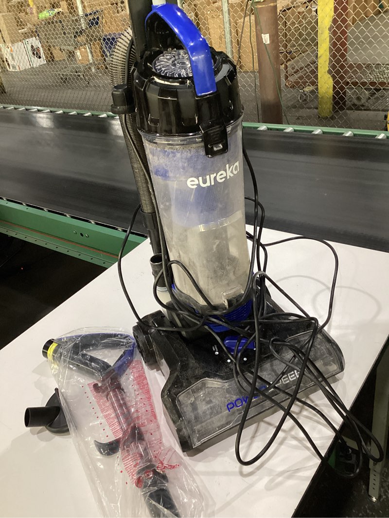 Condition photo showing As Is for Eureka Lightweight Powerful Upright Vacuum Cleaner for Carpet and Hard Floor, PowerSpeed, New Model,Blue,black/New Model, USED,  NOT TESTED 
