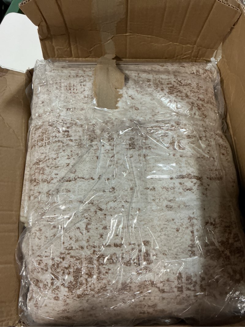 Condition photo showing Good Condition for 8x10 area rugs for living room: washable non slip soft brown carpet | low pile stain resistant indoor neutral rugs for bedroom dining deor farmhouse nursery office kid pet and vacuum friendly brown 8' x 10' (rectangular)