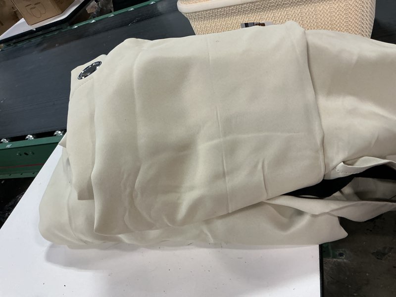 Condition photo showing As Is for RYB HOME Soundproof Curtains for Bedroom - Totally Room Darkening 3 Layers Blackout Window Drapes Detachable Felt Liner Inside Noise & Draft Barrier for Living Room, W 52 x L 84, Beige, 1 Pair 52"W x 84"L (Pack of 2) Beige