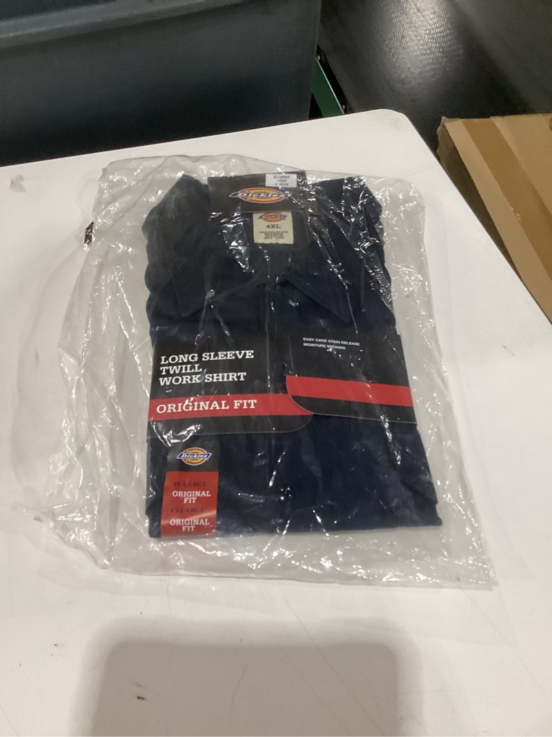 Condition photo showing New/Like New for Dickies Men's Big-Tall Long Sleeve Work Shirt 4X-Large Big Tall Dark Navy