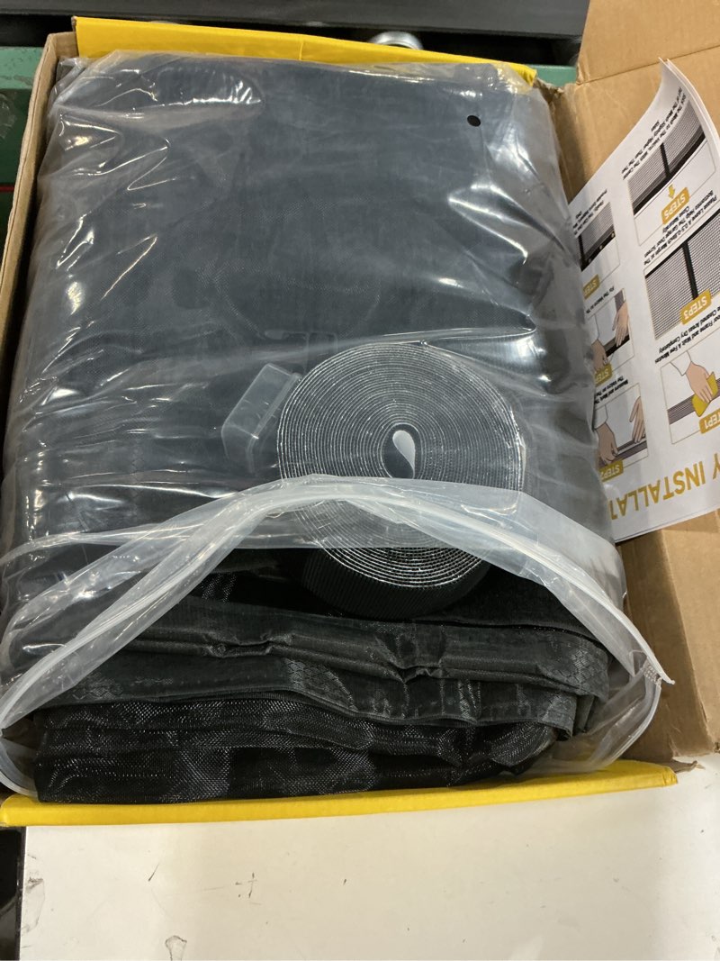 Condition photo showing New/Like New for garage door screen 1 car 8x7ft garage screen door,upgraded pet mesh stronger than fiberglass and polyester,heavy duty weighted bottom and magnetic closure,hands free,easy assembly black 8×7 ft