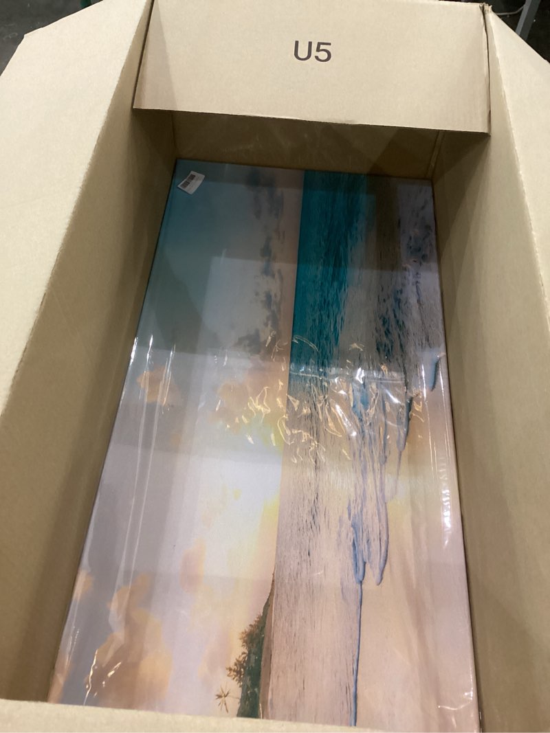 Goldfoilart Ocean Beach Sunset Canvas Wall Art for Bedroom Seascape Paintings Coastal Picture Framed