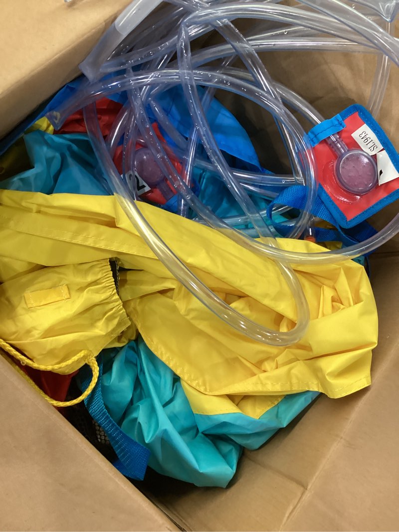 Condition photo showing As Is for incomplete missing blower* bountech inflatable water slide, water bounce house with slide for kids wet dry combo outdoor fun w/splash pool, climbing wall, water slides inflatables for toddlers boys girls backyard party gifts without blower