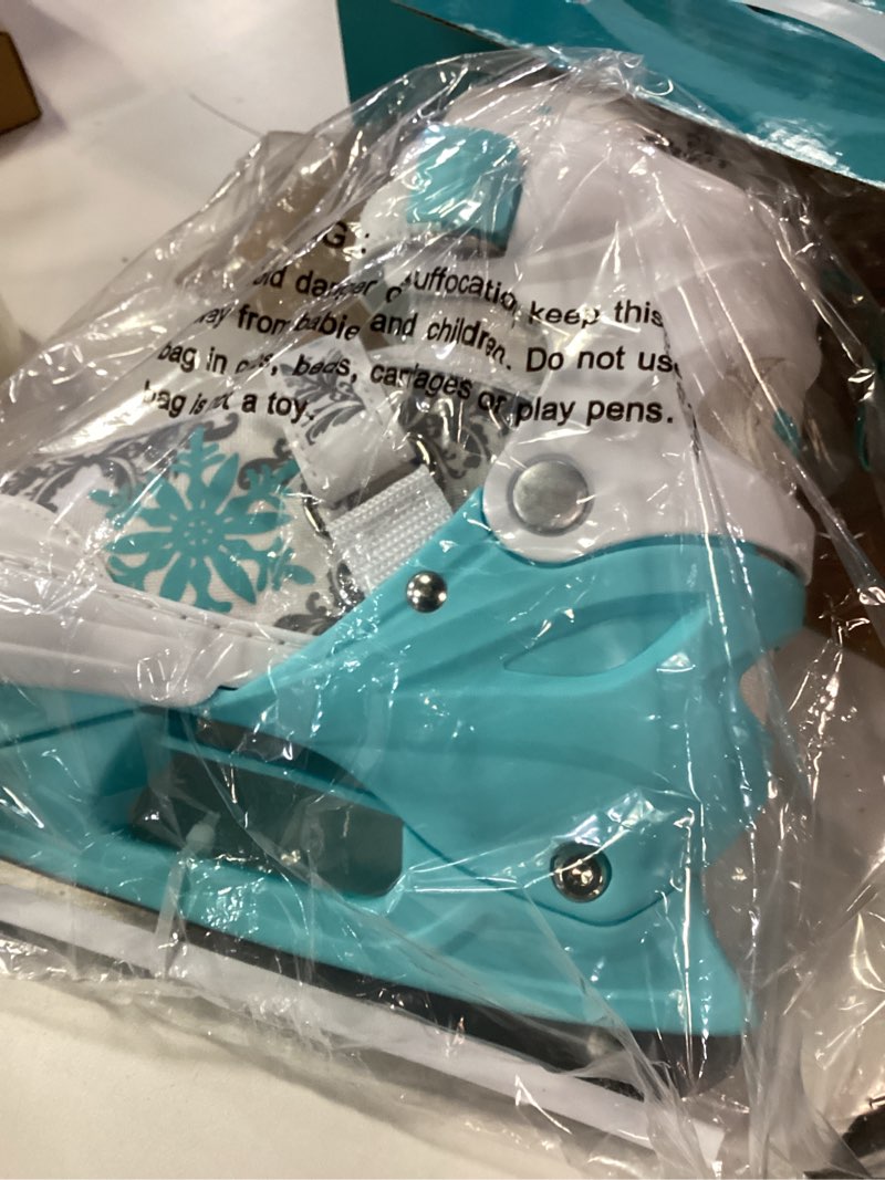 Condition photo showing New/Like New for snowflake girls ice skates for kids | adjustable kids ice skates for girls boys ages 3-12 | beginner ice skating shoes for outdoor and rink | warm comfortable lining and reinforced ankle support blue medium - big kids(1-4 us)
