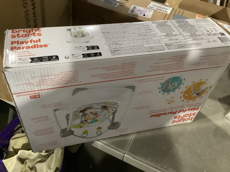 Condition photo showing New/Like New for bright starts playful paradise portable compact automatic baby swing with music, unisex, newborn +