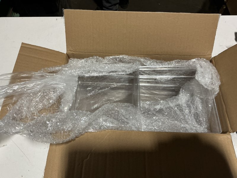 Condition photo showing Good Condition for Hammont Clear Acrylic Box - Square Cube Home Storage Boxes - Bathroom Organizers | Kitchen | Office Storage Containers - Display Box with Lid - Party Favor Gifts | Measures 7.08”x7.08”x2.08” (12 Pack) 7.08” x 7.08” x 2.08”