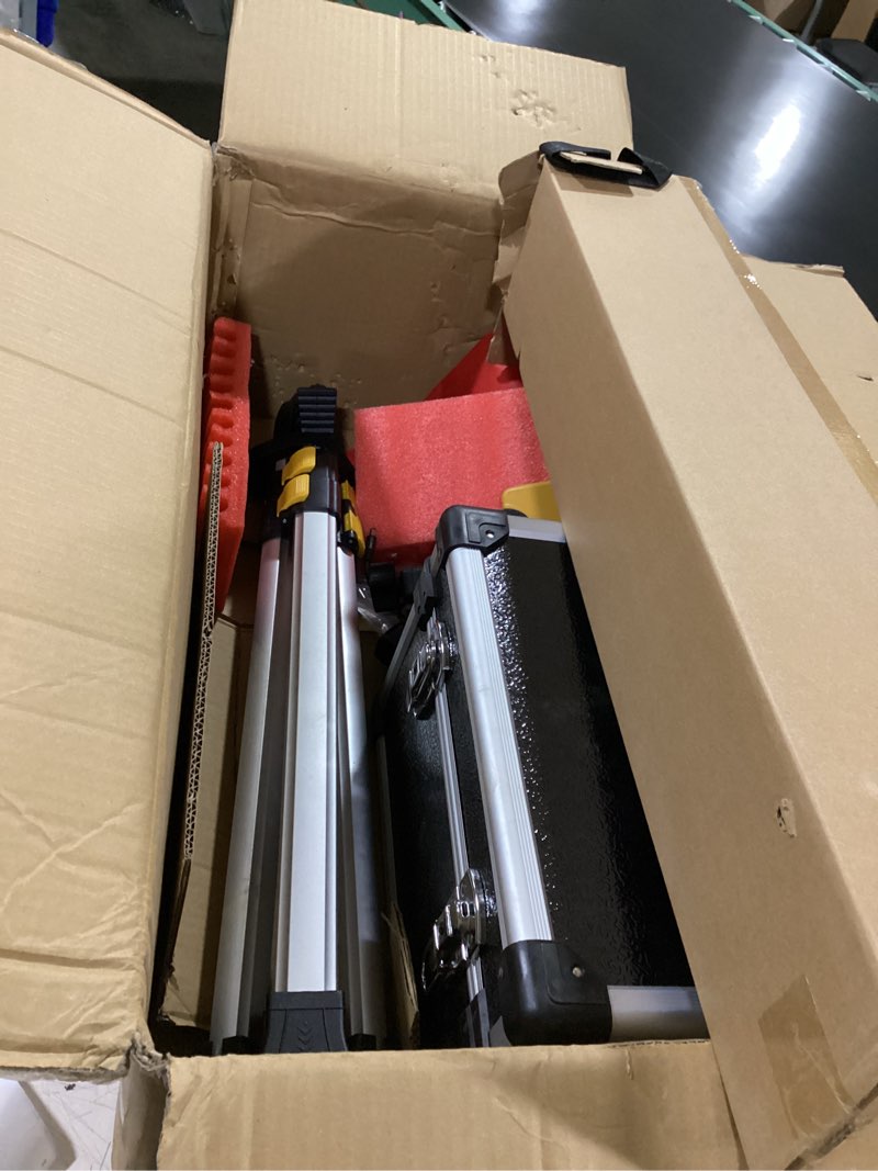 Condition photo showing Good Condition for self-leveling green rotary laser level kit, 2300ft range with receiver, ±1/10" accuracy at 100ft, class ii ? 5 mw laser, ip66 waterproof, includes tripod, grade rod & carrying case green laser 2300ft