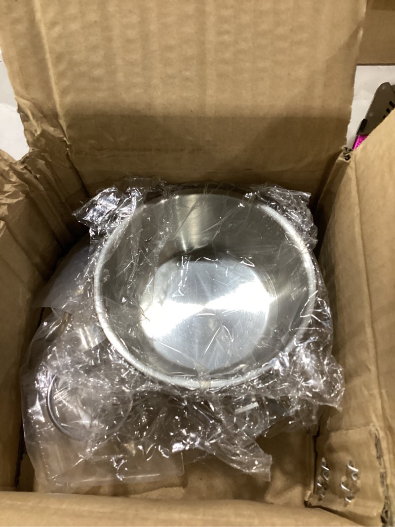 Condition photo showing Good Condition for snack serving bowl, 3 compartment stainless steel snack stand with bowls, divided serving tray for candy dessert snacks, silver