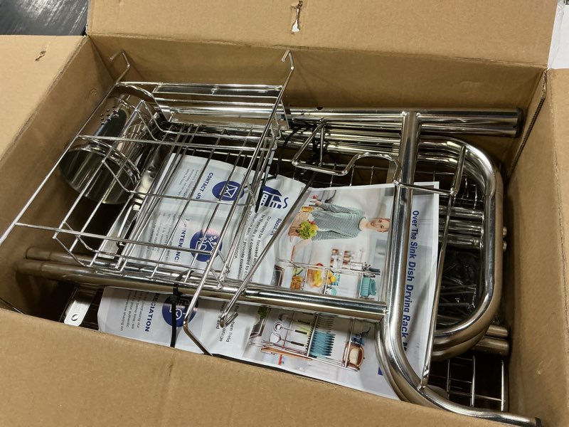 Condition photo showing Good Condition for HOWDIA Stainless Steel 2-Tier Over The Sink Dish Drying Rack with Utensil Holder, Large, for Kitchen Counter 3 Tier,silver