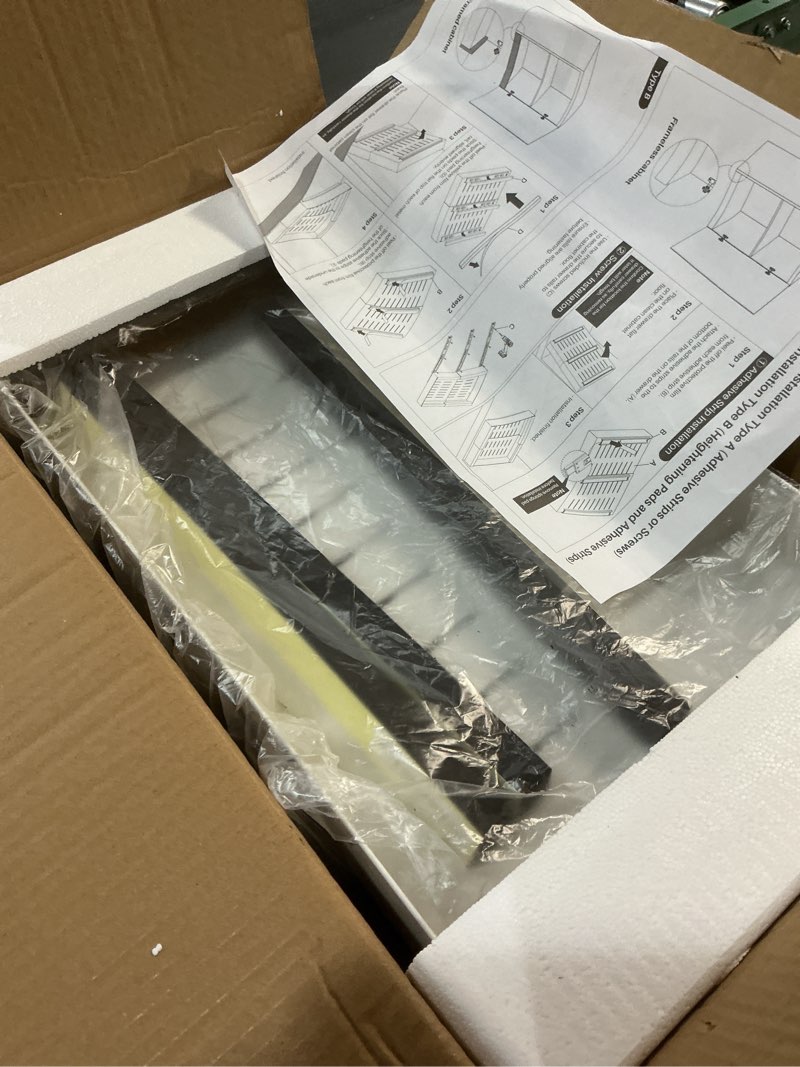 Condition photo showing Good Condition for Kitstorack Pull out Cabinet Organizer, Expandable(12"-20") Heavy Duty Slide out Drawers Fixed with Adhesive Nano Film for Pots, Roll out Shelf Storage for Kitchen Base Cabinet Organization(White) White 21"D×12"-20"W(1 Pack)