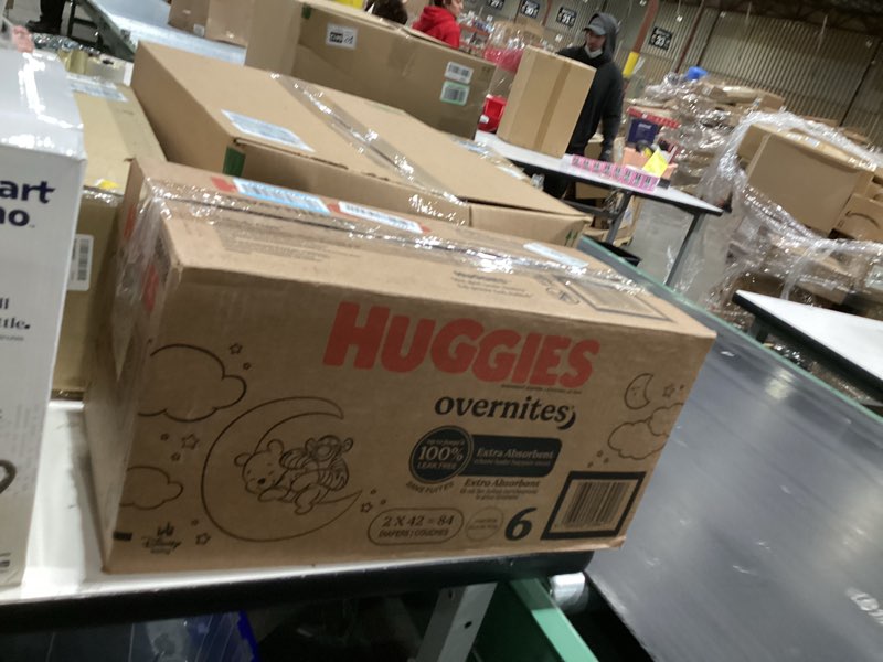 Condition photo showing New/Like New for Huggies Size 6 Overnites Baby Diapers: Overnight Diapers, Size 6 (35+ lbs), 84 Ct (2 Packs of 42), Packaging May Vary Size 6 84