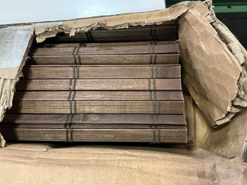 Condition photo showing As Is for Radiance Cordless Bamboo Roman Shades for Windows - Flatstick Bamboo Blinds for Semi-Private Light Control - Easy to Lift & Fold Up Window Shades - Cocoa - 23 in. W x 64 in. L - (2216300E) Cocoa 23"W x 64"H