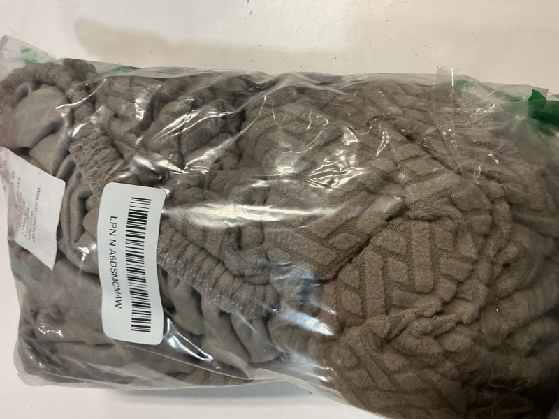 Condition photo showing As Is for Smiry Waterproof Couch Cushion Covers, Stretch Jacquard Thick Sofa Cushion Covers, Washable Seat Slipcover Elastic Furniture Protector for Pets, Kid (2PC, Taupe) Seat Cushion 2PC Taupe