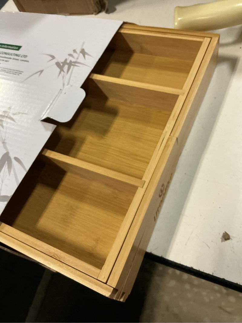 Condition photo showing New/Like New for utoplike bamboo expandable kitchen drawer organizer, adjustable utensil holder and cutlery tray organiser, drawer divider for silverware, flatware, knives in kitchen, bedroom, living room, 5 slot large natural