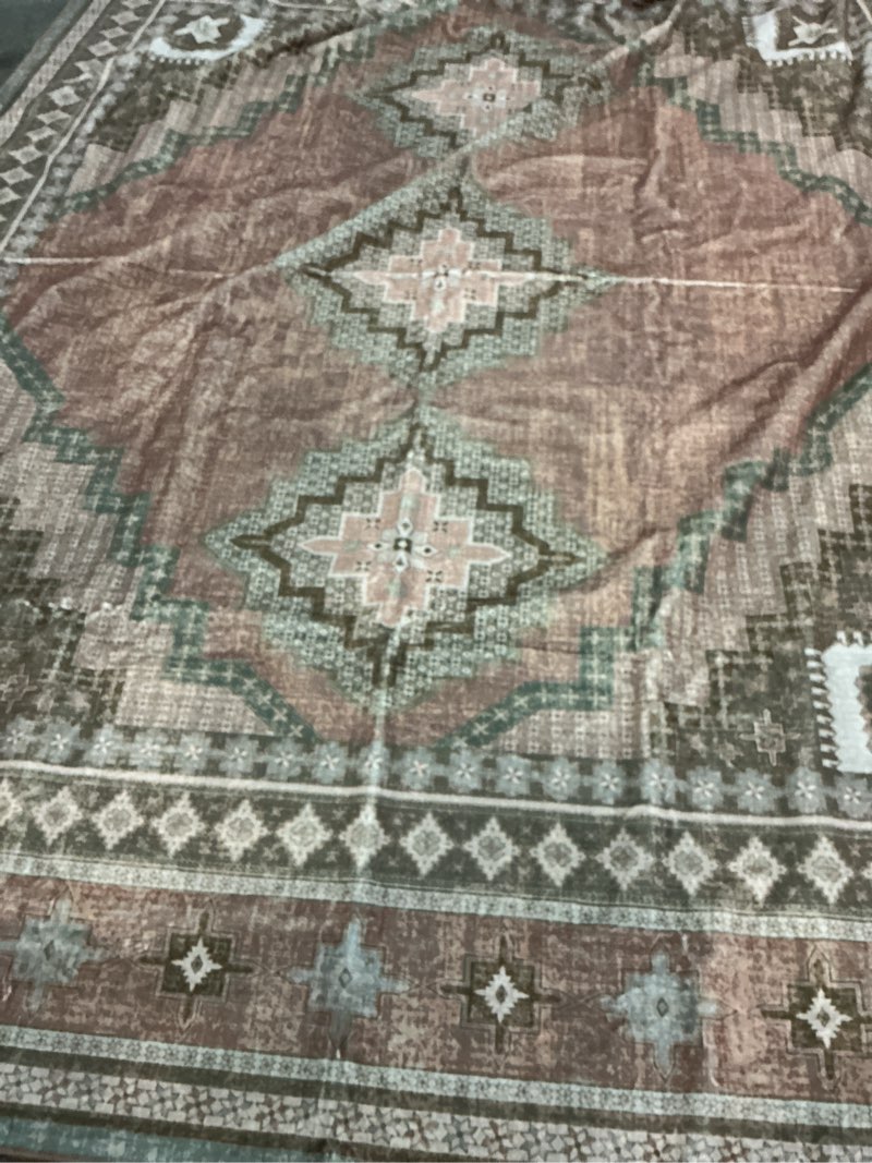 Condition photo showing As Is for 8x10 living room rug - washable ultra-thin area rug vintage carpets - soft & stain resistant abstract rug for home bedroom dining room home office brown gray brown gray 8' x 10' (rectangular)