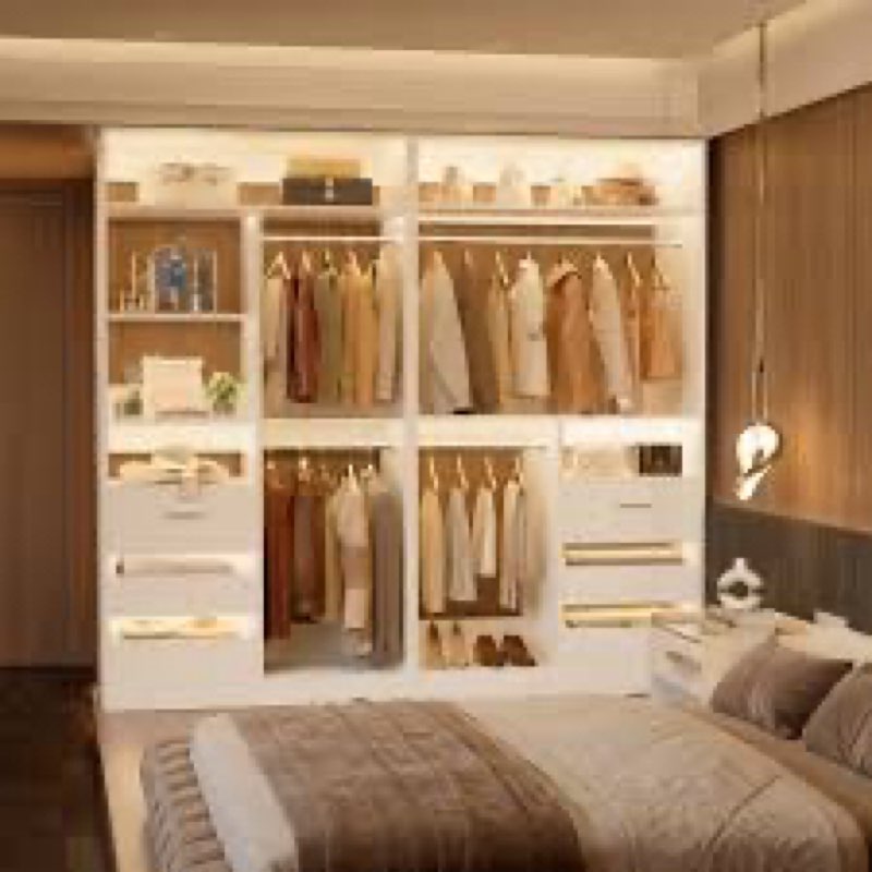 (Incomplete)72\"Closet System With 6 Drawers And 4 Rods