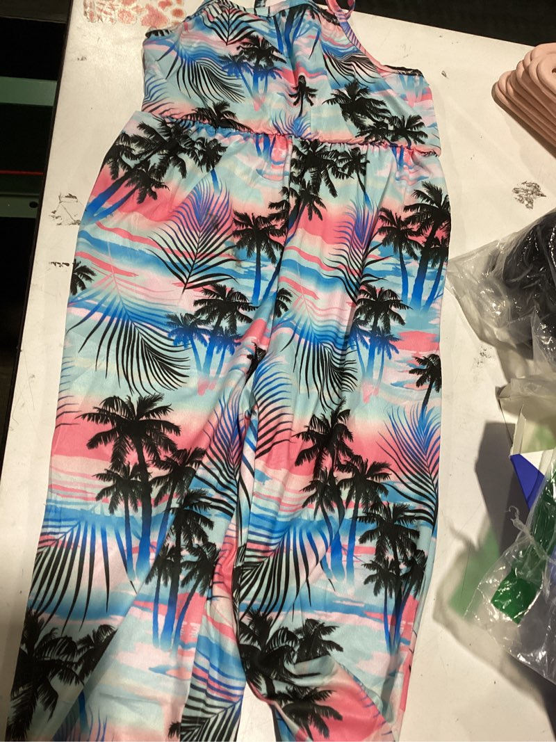 AMAWMW Toddler Baby Girls Clothes Jumpsuit Summer One Piece Hawaiian Rompe Sleeveless Strap Pockets Outfits 4t