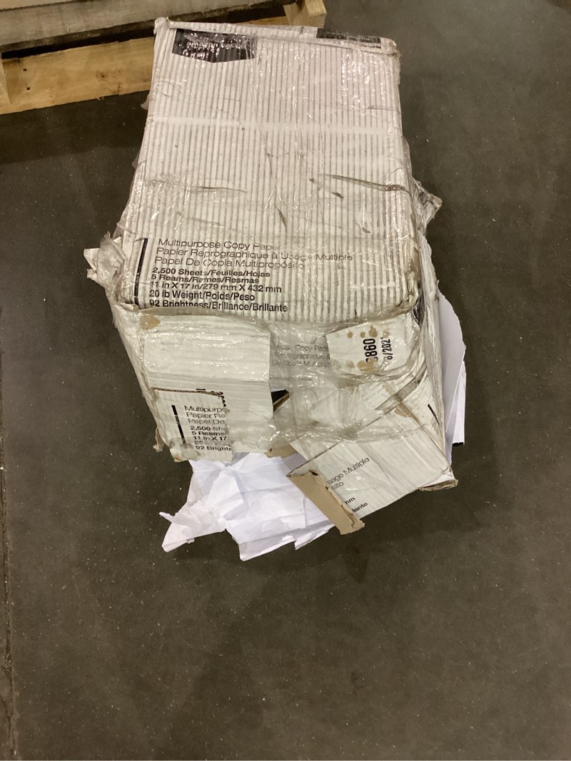 Condition photo showing As Is for amazon basics multipurpose copy printer paper, 20 lb, 11 x 17 inches, 5 reams (2,500 sheets), 92 bright white 5 reams | 2500 sheets ledger (11x17)
