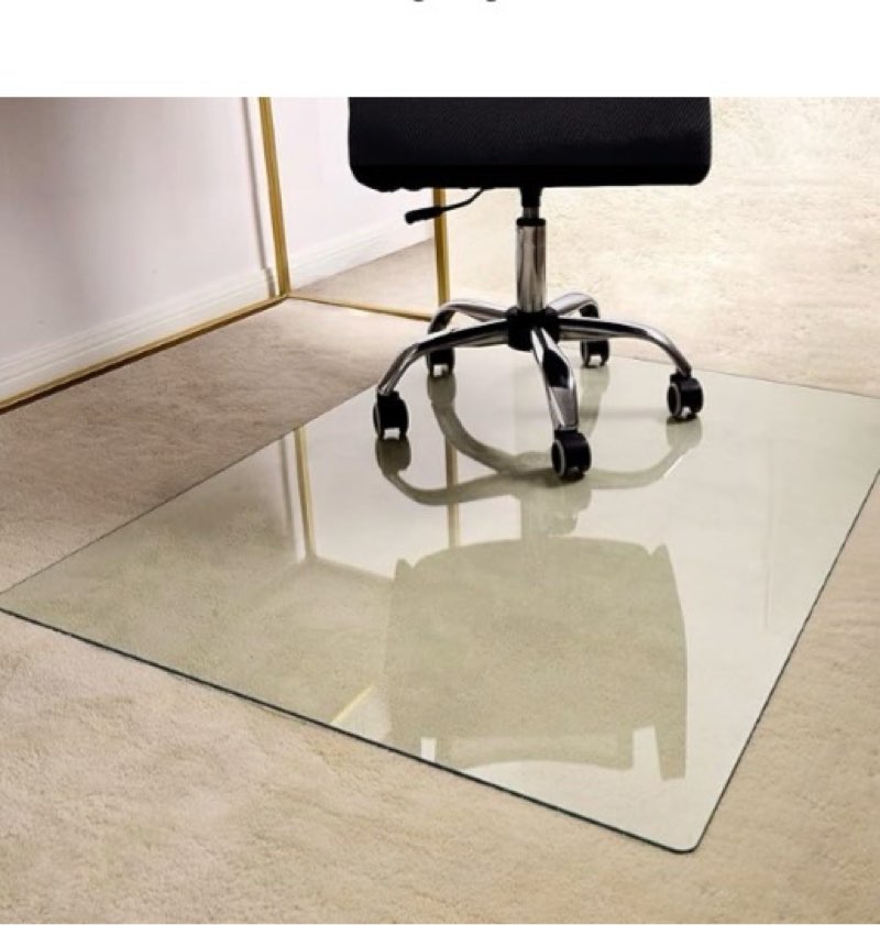 59 x 47 " chair mat for carpet - office chair mat - tempered glass floor mat for home/office/carpet clear computer floor mat - with 4 anti-slip pads