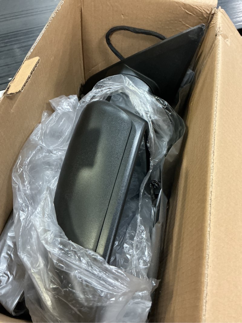 Condition photo showing Good Condition for driver side mirror compatible with 2013-2018 dodge ram 1500 2500 3500 with manual folding power heated glass turn signal light puddle light temperature sensor texture black (10 pins) texture black l-10pins