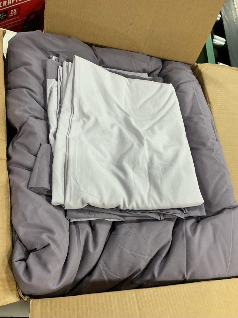 Condition photo showing As Is for bedsure queen comforter set - 7 pieces grayish purple queen bedding set for all seasons, boho contrasting design bed in a bag with comforter, sheets, pillowcases & shams 10 - grayish purple/lavender queen