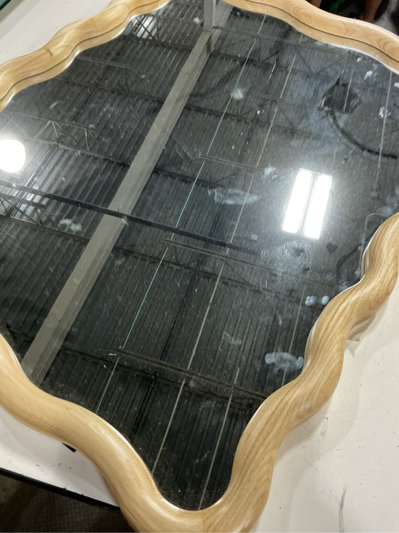 Condition photo showing Good Condition for 24"x 30" scalloped wall mirror natural wood - threshold™: modern style, rectangle shape, wood frame, wall mount