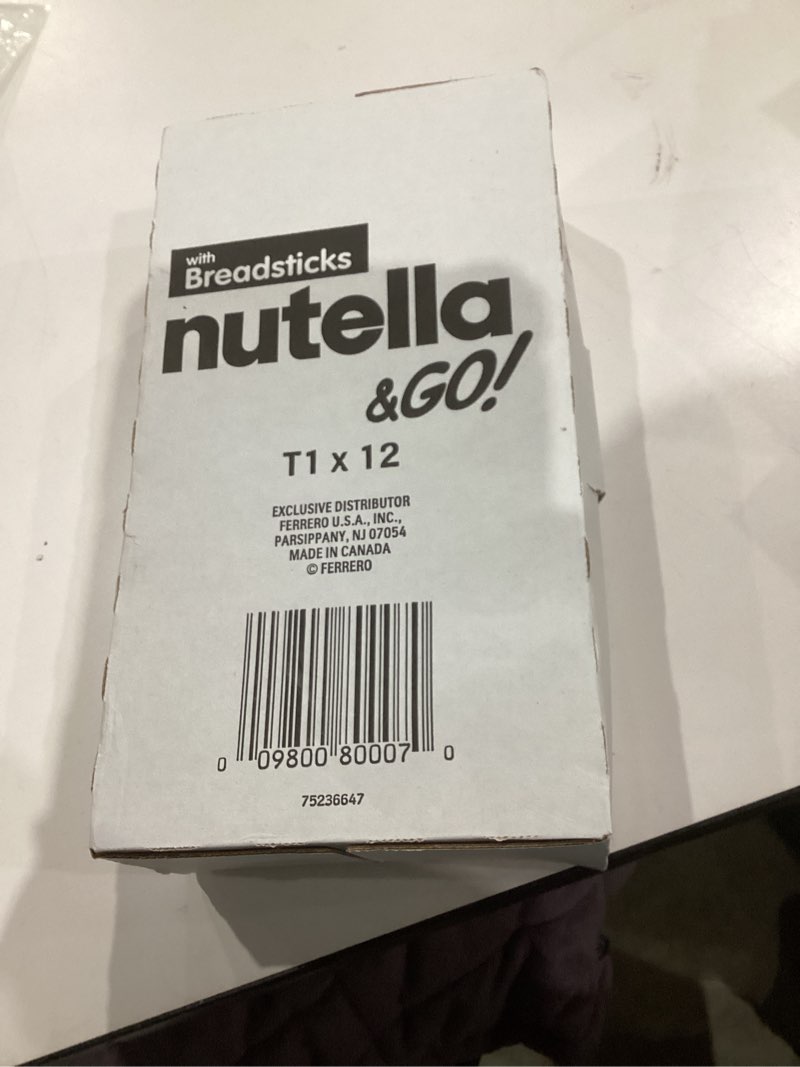 Condition photo showing New/Like New for Nutella & GO! Chocolate Hazelnut Spread with Cocoa + Breadsticks, 12 Snack Packs, 1.8 oz Each Other 1.8 Ounce (Pack of 12)
