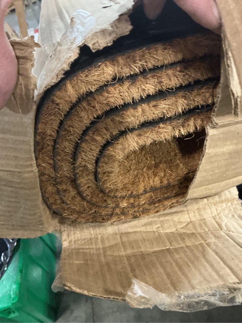 Condition photo showing Good Condition for Barnyard Designs Natural Coco Coir Heavy Duty Backing Doormat - Large Cute Non-Slip Front Door Welcome Mat for Outside Entrance or Porch Entry, Brown (36x72, Border) Border 36x72