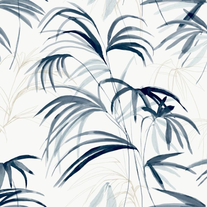 Psw1610Rl | Simply Candice, Inky Palms Blue Peel & Stick - Candice Olson Wallpaper