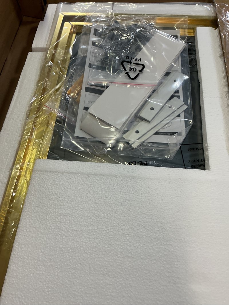 Condition photo showing New/Like New for keonjinn 20" x 30" gold bathroom mirrors for over sink, decorative aluminum alloy frame, beveled tempered glass, shatterproof, rectangle transitional gold vanity mirror for wall(vertical/horizontal) gold 30"l x 20"w