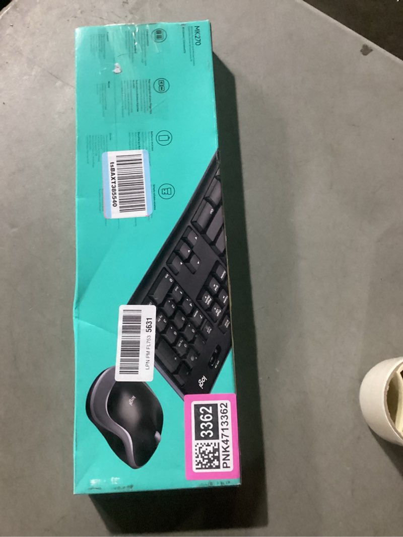Condition photo showing As Is for logitech mk270 wireless keyboard and mouse combo for windows, 2.4 ghz wireless, compact mouse, 8 multimedia and shortcut keys, 2-year battery life, for pc, laptop - black