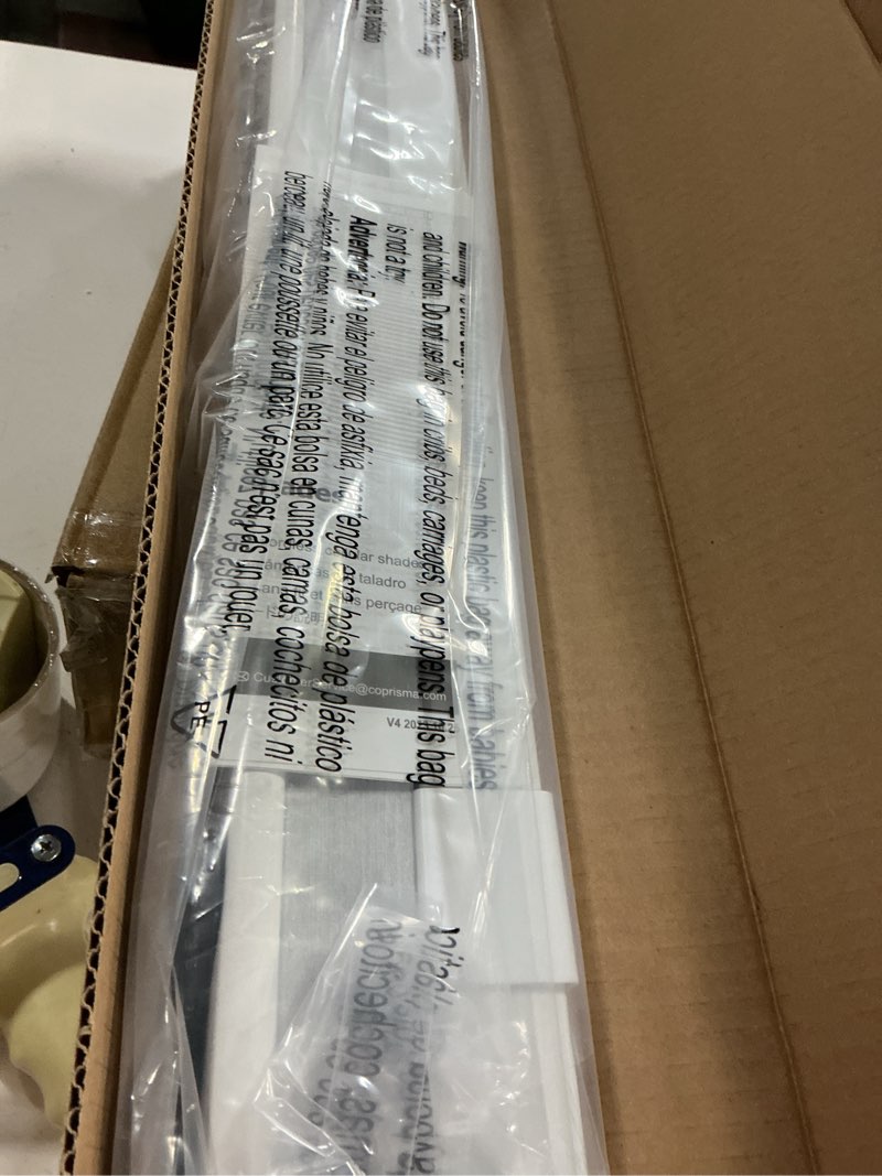 Condition photo showing New/Like New for LazBlinds Cordless Cellular Shades, No Tools No Drill Blackout Honeycomb Shades Pleated Blinds for Windows, 29'' W x 48'' H, Silver White Blackout-silver White 29'' W x 48'' H