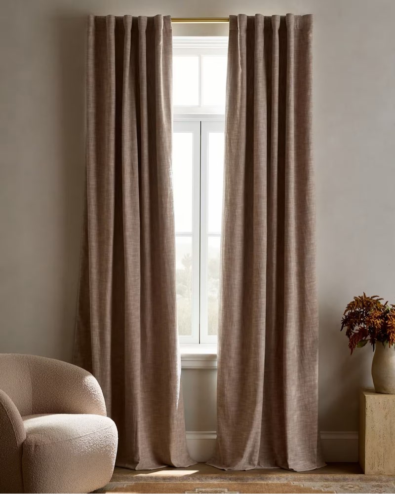 textured cotton room darkening curtain flax 48x84