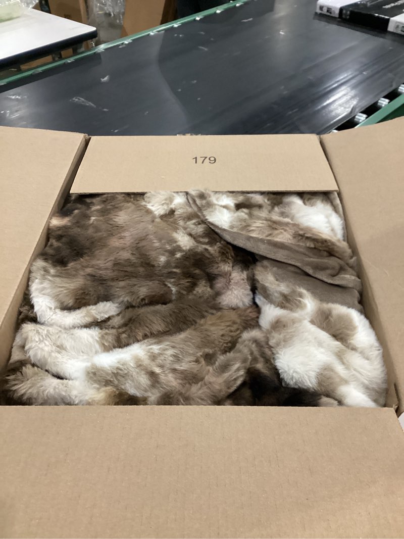 Condition photo showing Good Condition for Faux Fur Throw Blanket for Couch, Fluffy Fuzzy Plush Bubble Blanket, Soft Warm Cozy Shaggy Rabbit Blanket, Luxury Decorative Gifts for Sofa Bedroom Living Room, 90x90inch (Tie-Dye-Brown) Tie-dye-brown 90x90inch