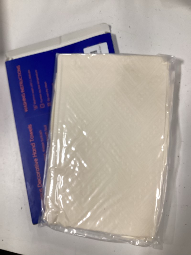 Condition photo showing New/Like New for luxury decorative hand towels bathroom: boho home deco (cream, 14"x30") | 2 packs 14x30 100% cotton turkish absorbent soft face towel set for kitchen hotel spa farmhouse guest tea gift